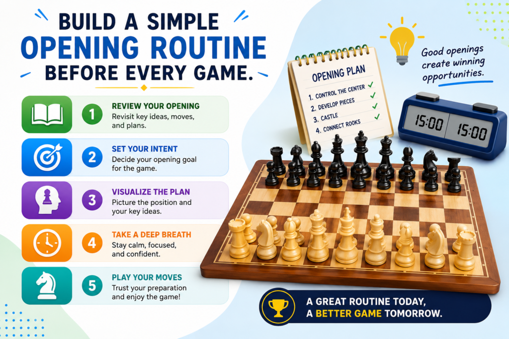 One of the best ways to improve opening play is to create a small routine. A routine helps a child avoid panic. It gives them a clear path in the first few moves. It also makes their thinking more steady.