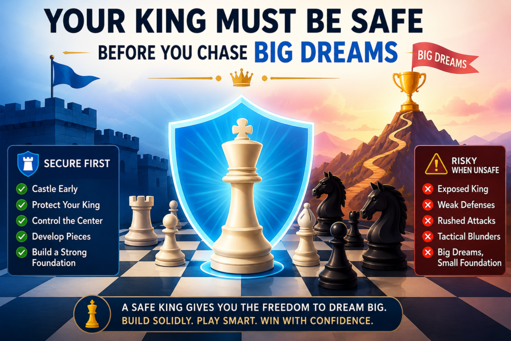 But there is one hard truth every strong player learns. You cannot attack well if your own king is in danger.