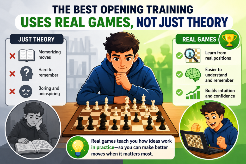 To truly improve, your child needs to practice openings in real positions. They need to play games, review them, and see what went right or wrong. This is where learning becomes real.