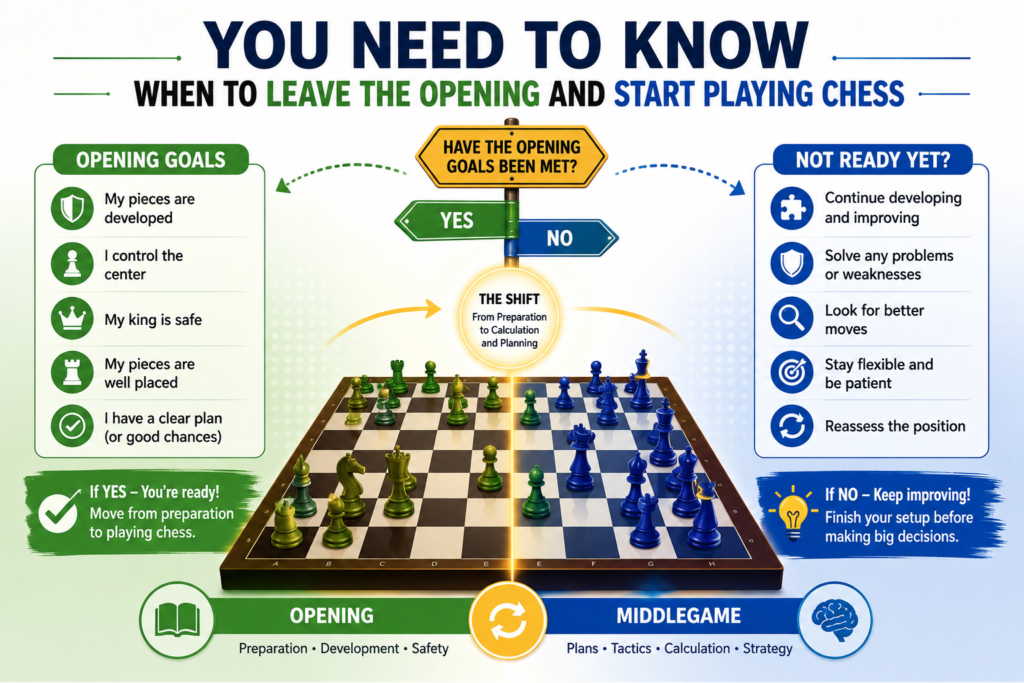 One of the hardest parts of opening preparation is knowing when the opening is over. Many players keep looking for memorized moves long after the position has changed. This is risky. Once the game becomes new, you must stop trying to remember and start thinking.