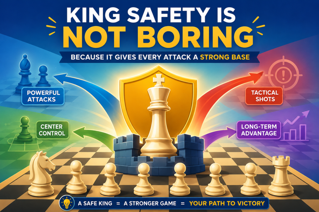Some young players think castling is boring. They want to attack right away. They want checks, captures, and big threats. But the truth is simple. An unsafe king can ruin even the best attack. If your own king is weak, you may never get the chance to finish your plan.