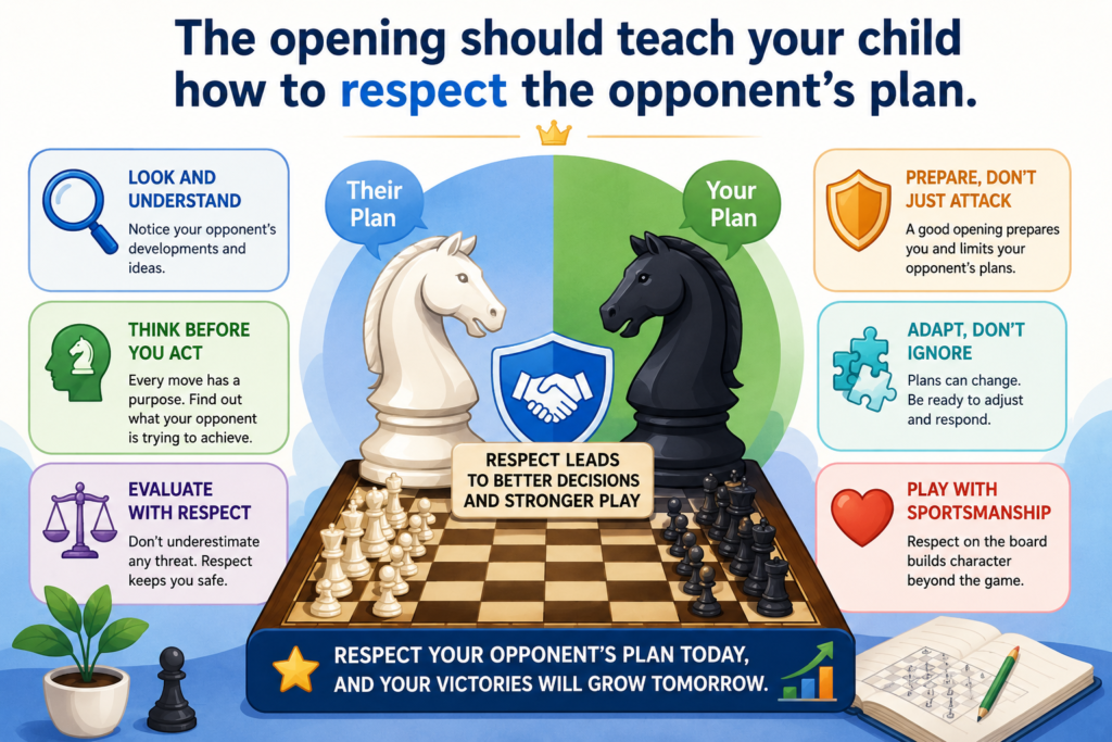 A strong opening is not only about playing your favorite moves. It is about understanding that the other player also has a plan. This is a big step in chess maturity. A child begins to see the game as a conversation, not a solo show.
