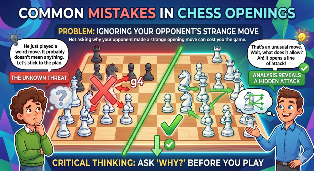 Some opening moves look odd at first. A pawn moves to the side. A knight goes to a square you did not expect. A bishop comes out early. Many young players see a strange move and think, “That must be bad,” then they keep playing their own plan without checking.
