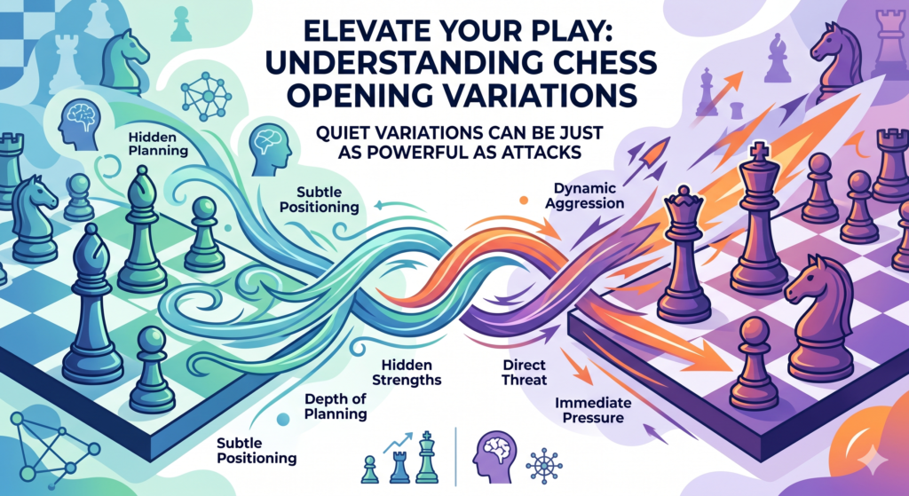 Some students think quiet openings are boring. That is not true. Quiet openings can be very strong because they build pressure step by step. Instead of trying to win at once, the player improves pieces, controls space, and waits for the right moment.