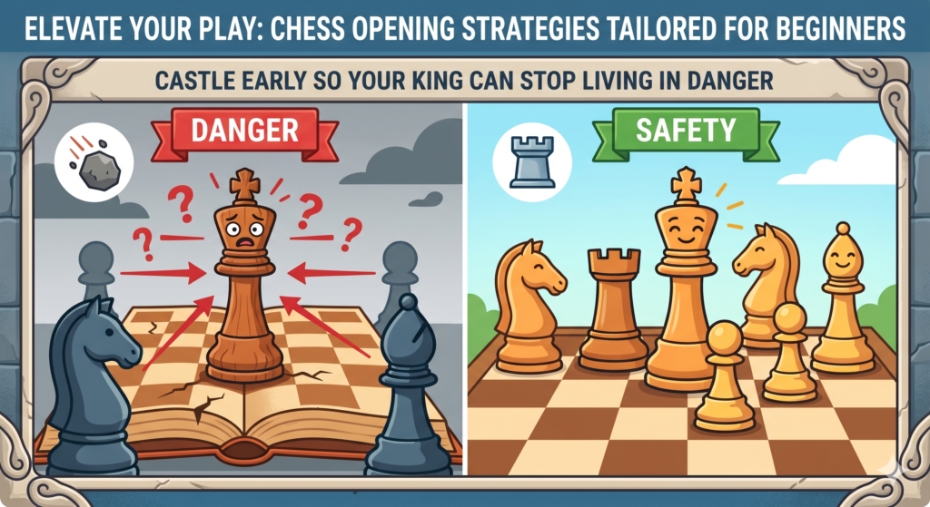 Your king is the most important piece on the board. If your king is unsafe, every other plan becomes harder. You may want to attack, win pawns, or set traps, but if your own king is stuck in the center, one open line can ruin everything.