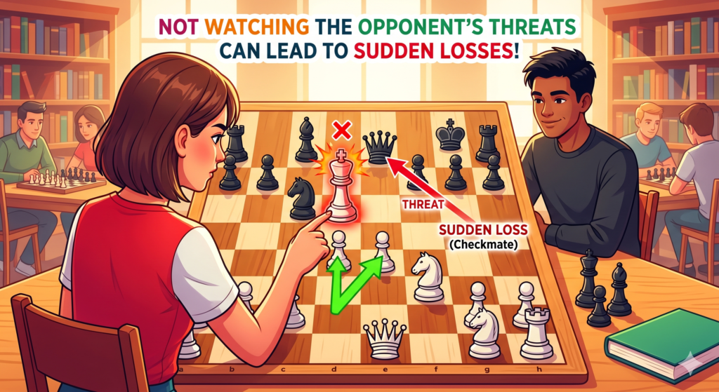 Many opening mistakes happen because a player only looks at their own idea. They want to develop a knight, attack a pawn, or set up a checkmate. But chess is played by two people. Every move from the opponent says something.