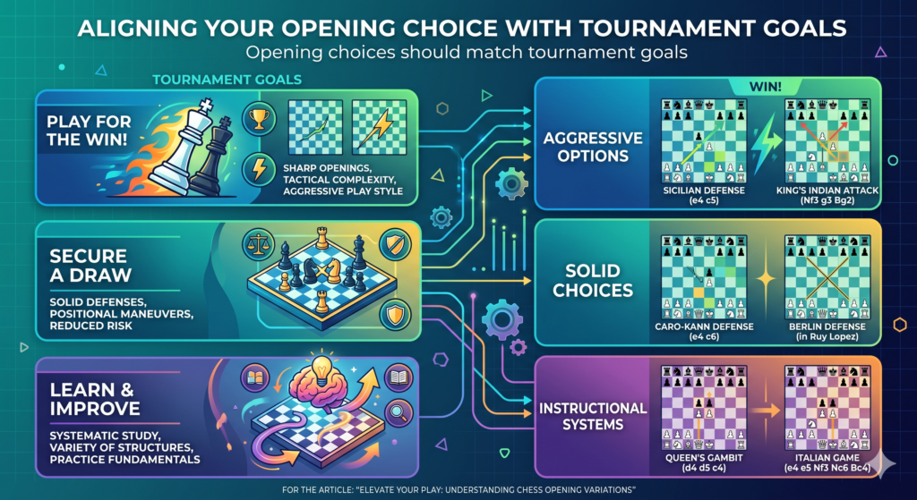 A casual game and a tournament game can feel very different. In a casual game, a student may try a new line just for fun. In a tournament, they may need an opening they trust. This is why opening choices should match the goal of the game.