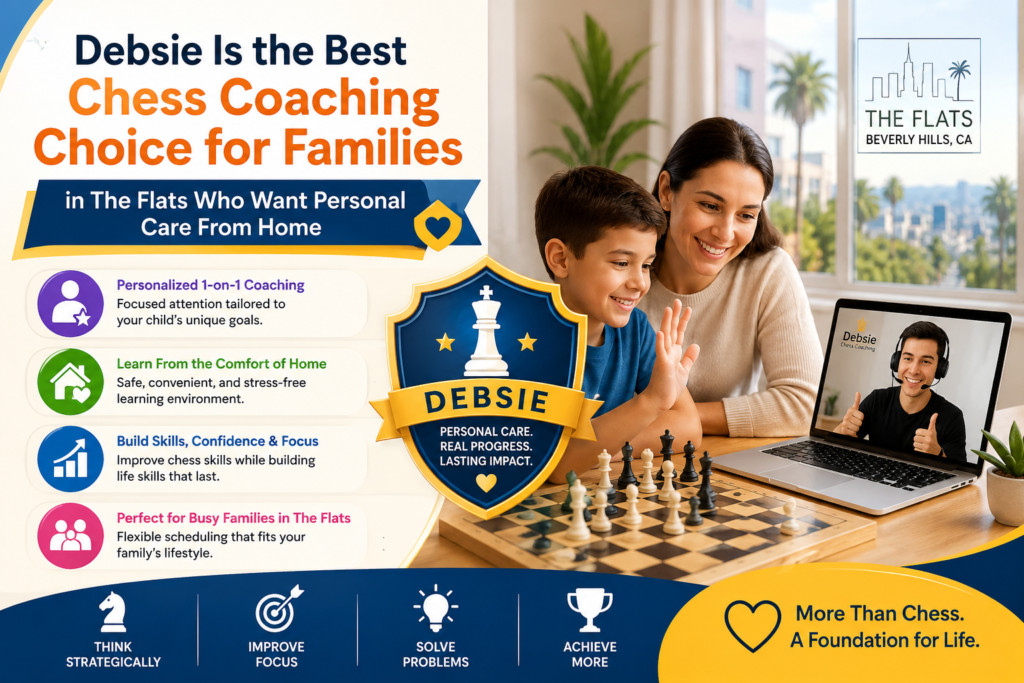 Debsie is a strong choice for parents in The Flats because it removes the biggest pain points of chess coaching. There is no driving across Los Angeles traffic. There is no waiting in a hallway. There is no rush to make it to class after school, snacks, homework, and family plans.