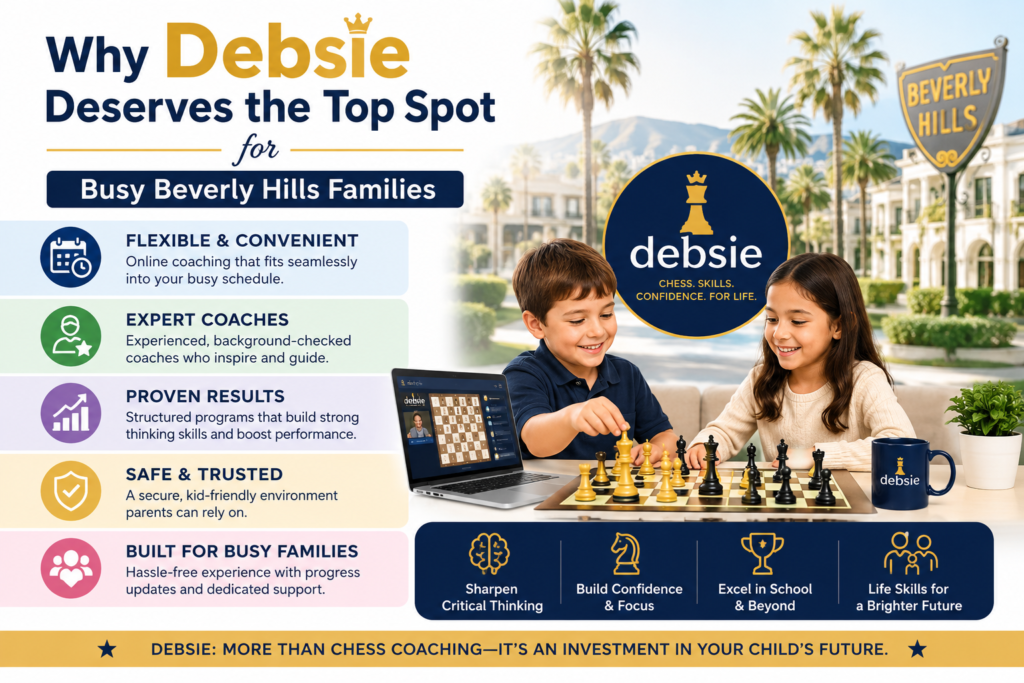 Debsie earns the top spot because it solves the biggest problems parents face when choosing chess coaching. It gives children expert-led chess learning without making families fight traffic, search for parking, or build the whole week around one class.