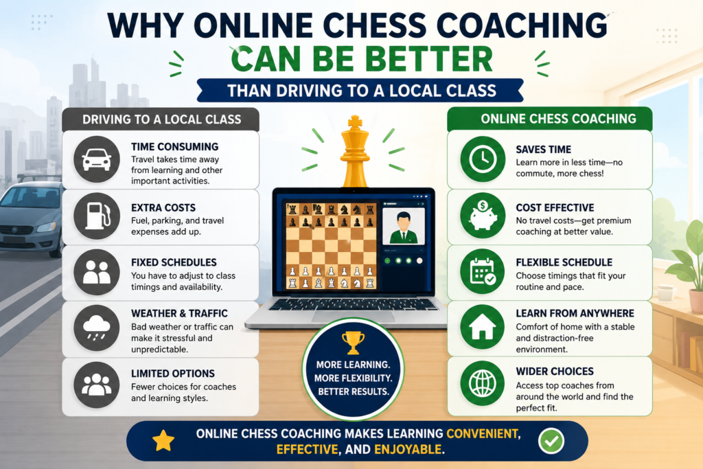 Many parents still think in-person classes are always better. That can be true for some children, especially those who love social play. But online chess coaching has become a very strong option, especially when the program is built well.