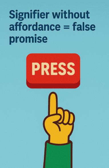 Signifier without affordance = false promise