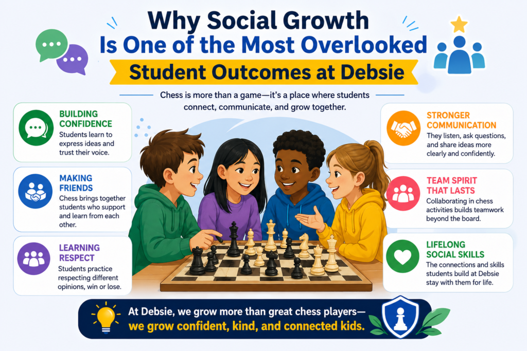Many parents think of chess as a quiet game. They may picture a child sitting alone, staring at a board, trying to find the best move. That is part of chess, but it is not the whole picture. In the right learning space, chess can also help children talk better, listen better, and respect other people’s ideas.
