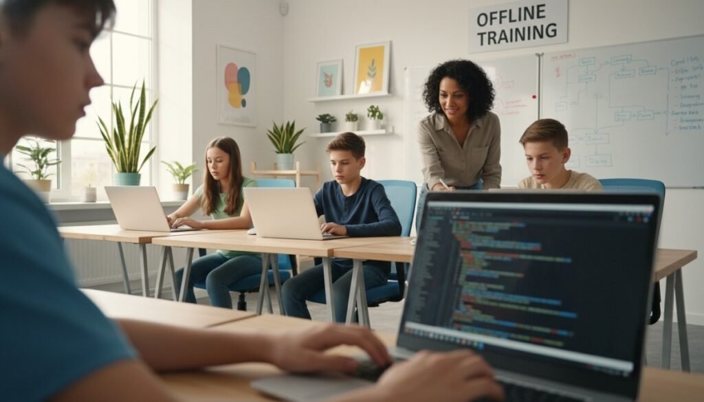 In-person classes can be lively and social. A room full of kids can feel exciting