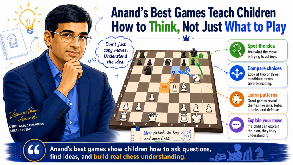The biggest mistake students can make while studying Anand is trying to copy his moves without understanding them. Anand’s moves worked because they belonged to the position. His speed came from knowledge.