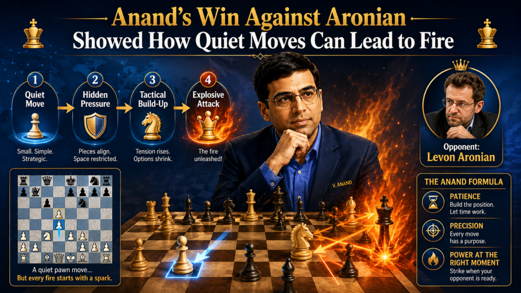 One of Anand’s most loved games is his 2013 win with Black against Levon Aronian at Tata Steel in Wijk aan Zee. This game is often called one of Anand’s finest works. It came from the Semi-Slav Defense, and Anand won with Black against one of the strongest players in the world.
