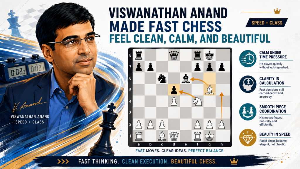 Viswanathan Anand became famous for speed, but his real gift was not just moving fast. His real gift was seeing clearly when other players felt lost. Many fast players play like they are guessing. Anand was different.