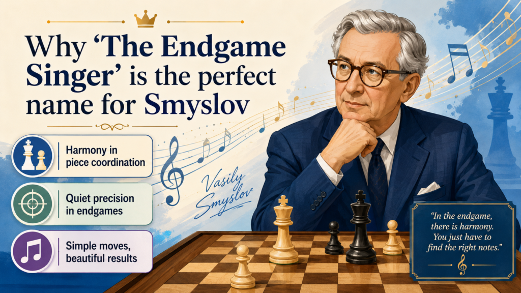Smyslov was not only a chess player. He was also a baritone singer. The World Chess Hall of Fame says he was an opera singer, and it connects his music with his chess, noting that he looked for harmony in the way his pieces worked together.