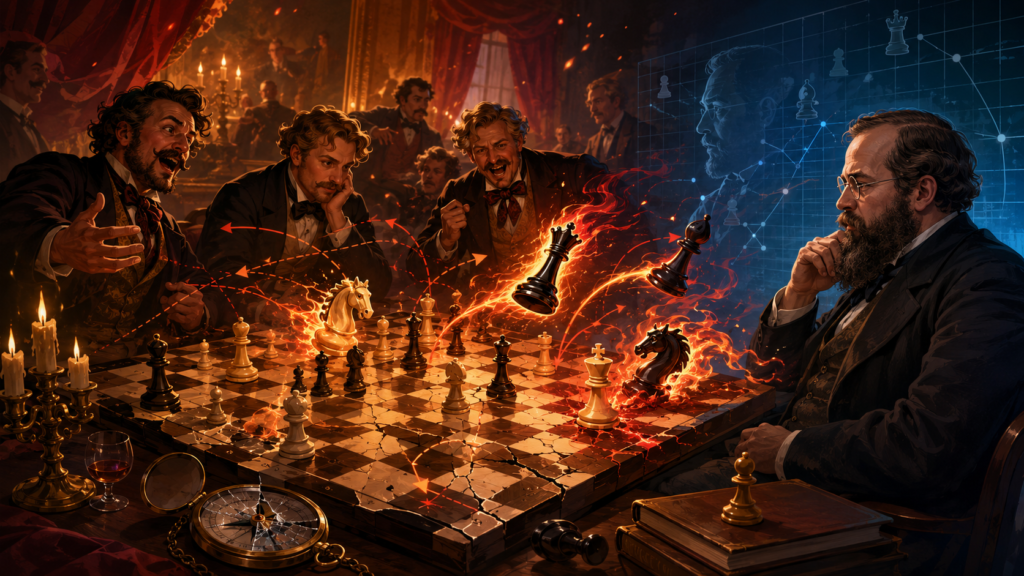 Before Wilhelm Steinitz became world champion, chess was often played like a sword fight. Players wanted fast attacks. They wanted bold sacrifices. They wanted to shock the crowd and scare the other player.