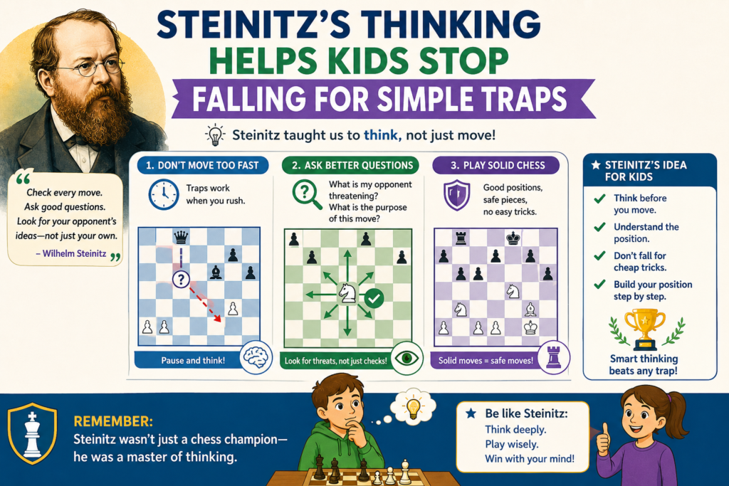 Many beginner games are decided by traps. One player sets a small trick. The other player moves too fast and loses a queen, rook, or checkmate. Traps can be fun, but they can also teach the wrong lesson if children rely on them too much.