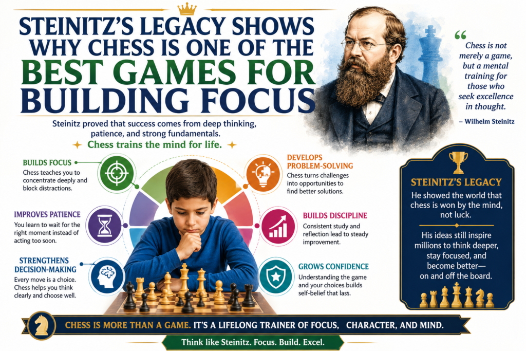 Focus is one of the biggest gifts chess can give a child. In a chess game, every move matters. One careless choice can change the result. This does not make chess scary. It makes chess powerful. It teaches children to give their full attention to what is in front of them.
