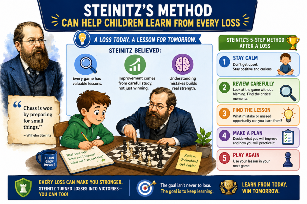 Losing a chess game can hurt, especially for children who care deeply and try their best. A child may feel upset after missing a tactic or giving away a queen. Some children become quiet. Some want to stop playing. Some say, “I am bad at chess,” even when they are simply learning.
