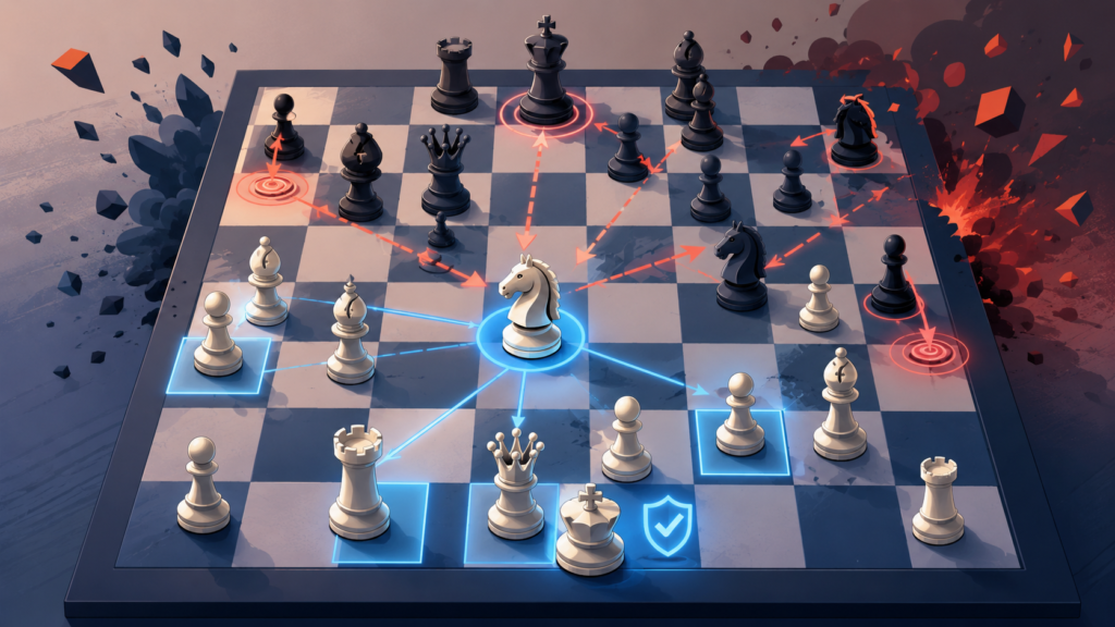 Every chess player faces messy positions. Pieces are hanging. The clock is ticking. Both kings may feel unsafe. There may be many captures, checks, and threats. This is where many young players lose control.