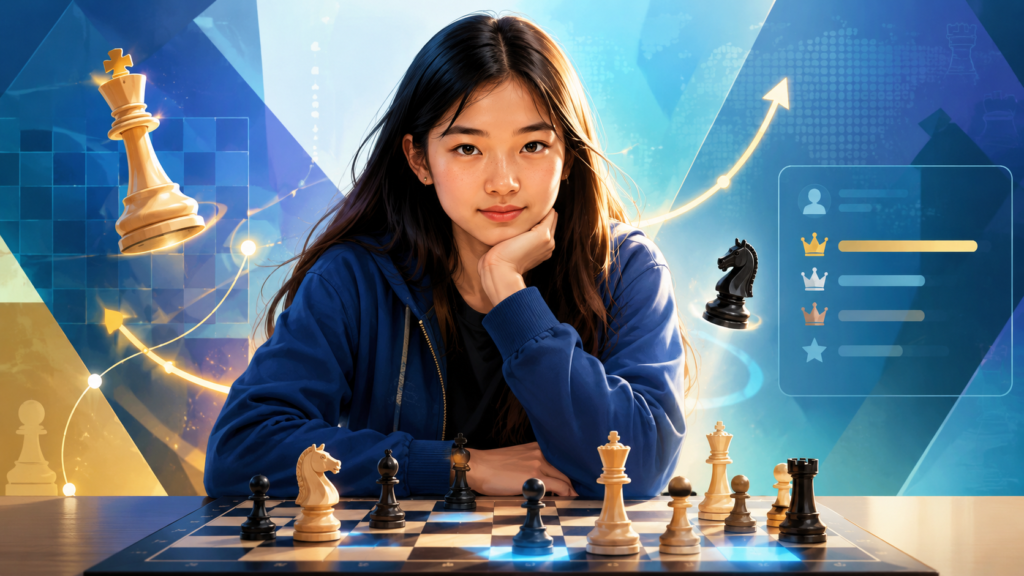 Alice Lee is one of the most exciting young players in the United States. She is still very young, but her results already show deep skill. FIDE lists her as born in 2009, with a May 2026 classical rating of 2415, a rapid rating of 2415, and a blitz rating of 2389. 