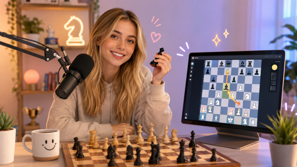 Anna Cramling brings a warm and happy feeling to chess content. Her Twitch page says she streams chess and tries to spread as much happiness as possible. That simple line explains a lot about why so many people enjoy watching her.