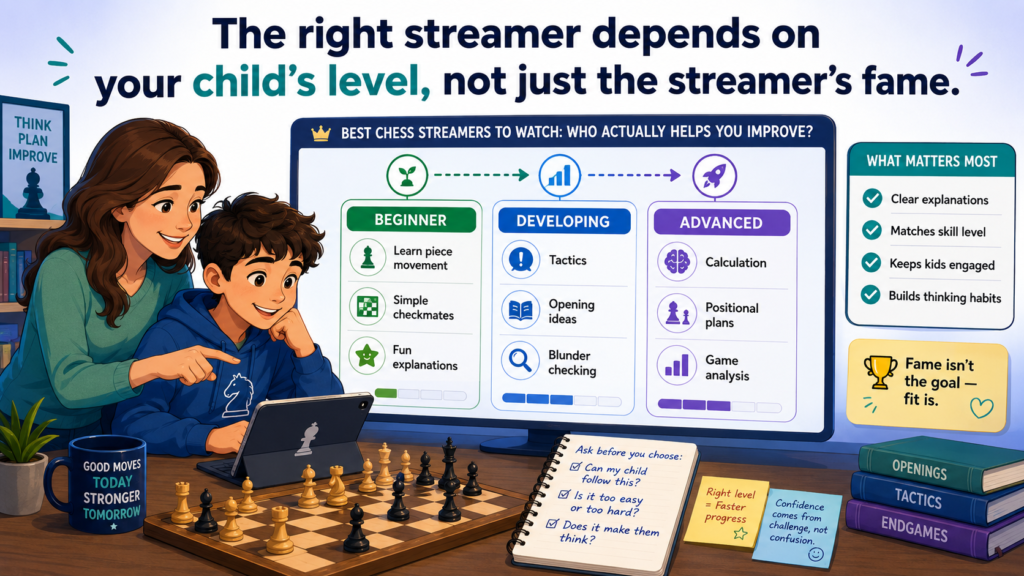 A common mistake is choosing chess content only by popularity. Big numbers do not always mean better learning for your child. A world-class player may be amazing, but their thinking can be too fast for a beginner.