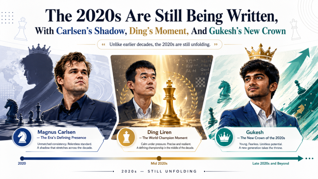 The 2020s are different from every earlier era because the chess world is faster, younger, and more open. Online chess is huge. Engines are stronger than ever. Teenagers can train with tools that past champions never had.