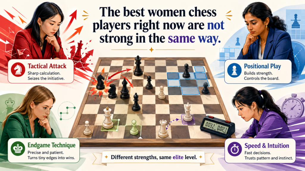 When we look at the best women chess players today, it is tempting to ask, “Who is the strongest?” But a smarter question is, “How are they strong?” That question helps young players learn much more from them.