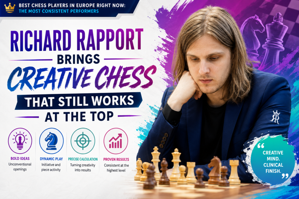 Richard Rapport is one of Europe’s most creative elite players. On the May 2026 FIDE classical list, he is ranked 22nd in the world with a 2729 rating, tied on rating with Ian Nepomniachtchi. That keeps him in the top group, even in a field where young players are rising very fast.