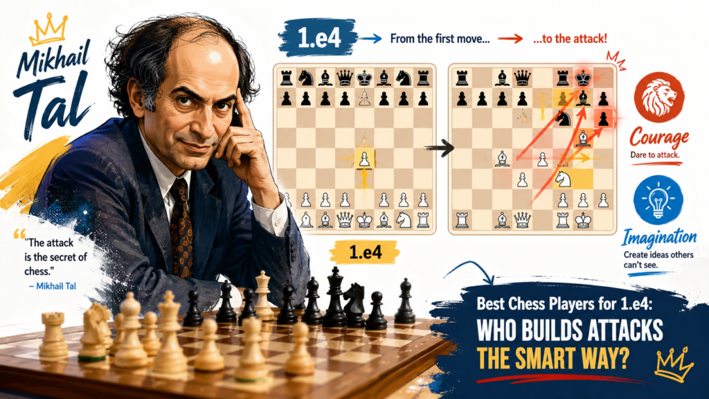 Mikhail Tal is one of the most exciting attacking players in chess history. If Fischer teaches clean logic, Kasparov teaches pressure, and Anand teaches smooth speed, Tal teaches courage. His games are full of sacrifices, threats, and bold ideas that make the board come alive.