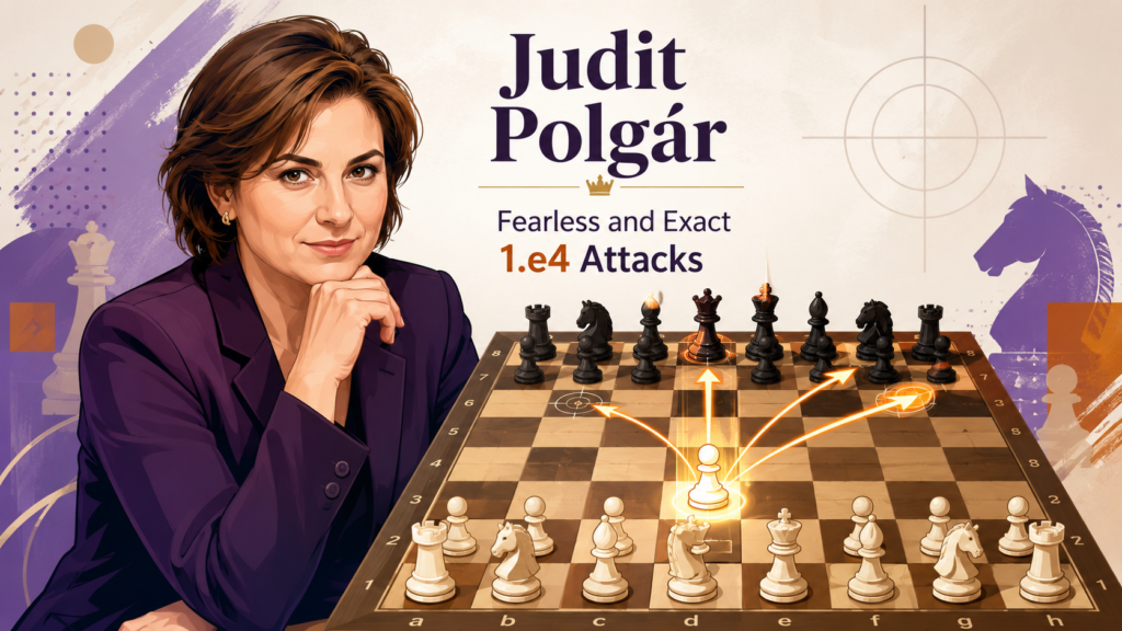 Judit Polgár is one of the best attacking players any young 1.e4 player can study. Her games are full of energy, but they are not careless. She played against the strongest players in the world and proved that sharp, fearless chess can beat anyone when it is built on strong calculation.