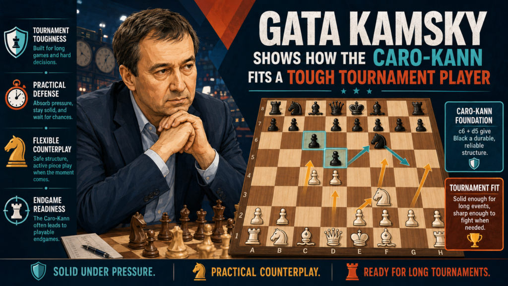 Gata Kamsky is a strong model for students who want the Caro-Kann to feel practical. He has played at a very high level for many years, and his games show the value of staying solid while still looking for active play.