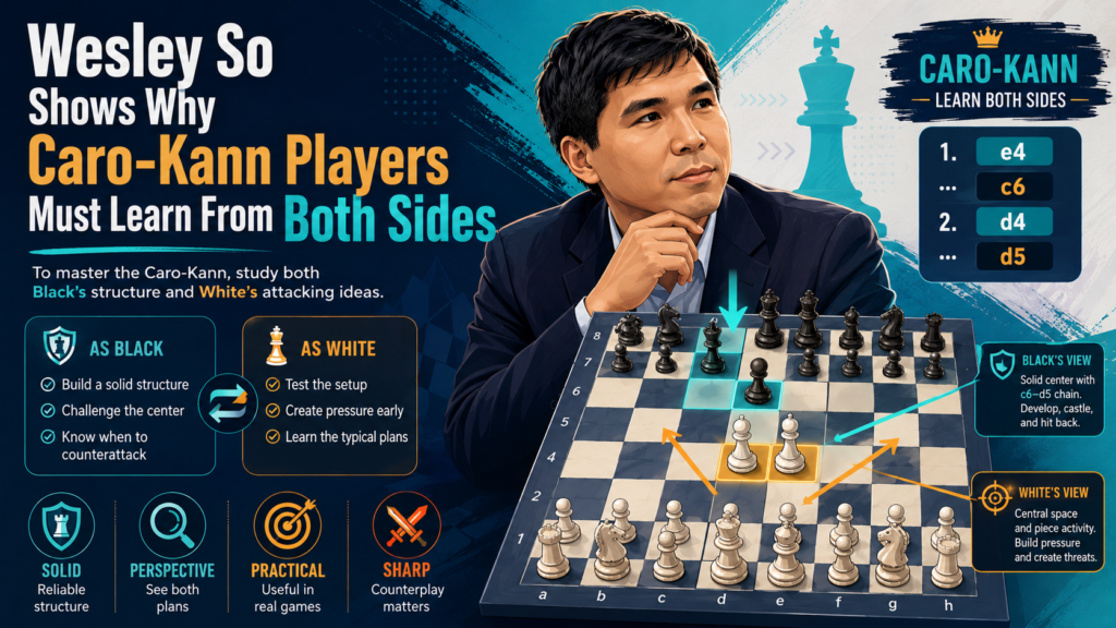Wesley So is a wonderful player to study because he is calm, strong, and very accurate. For Caro-Kann learners, he is useful both as a model of clean chess and as a warning about what White can do if Black gives too much freedom.