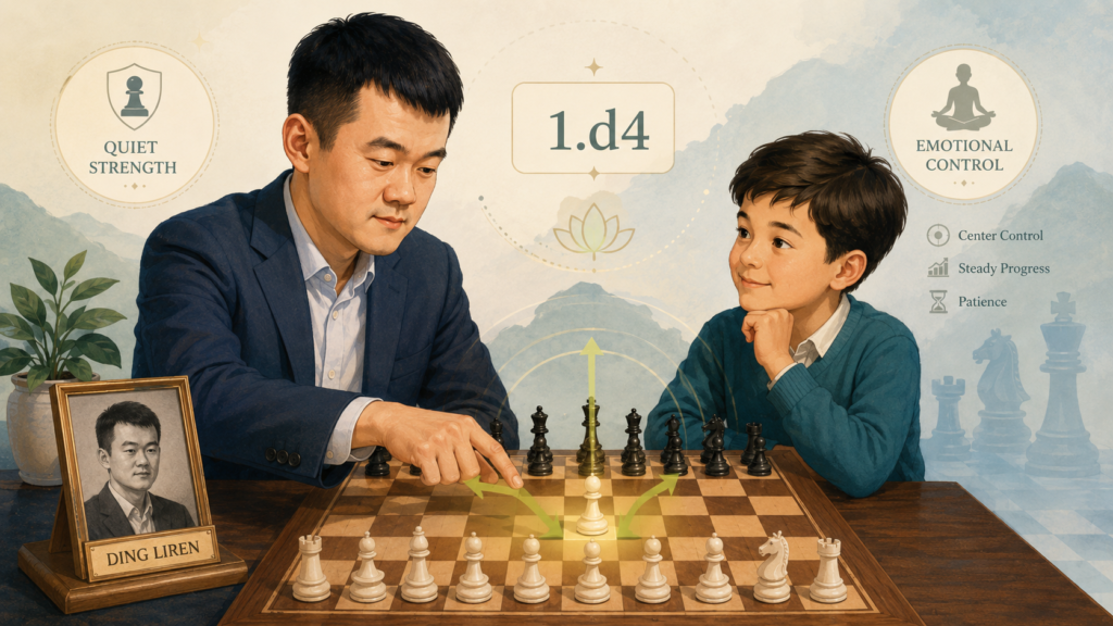 Ding Liren is a great player to study for calm chess. His games often show deep thought, soft pressure, and strong nerves. He can play positions where nothing seems urgent, yet every move still has meaning. For a child learning 1.d4, this is a very useful model.