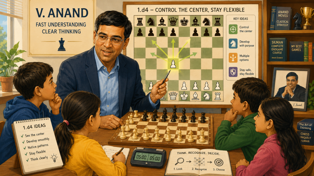 Viswanathan Anand is known for speed, class, and deep understanding. He could see ideas very quickly, but that speed did not come from rushing. It came from years of clear thinking and pattern learning. For children, this is a very important lesson.