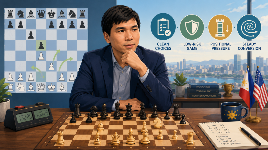 Wesley So is a great modern player for children who want to learn clean, steady chess. His style often feels safe, but not dull. He looks for strong squares, healthy pieces, and positions where he can press without taking wild risks. For many young 1.d4 players, this is the exact kind of chess they need.