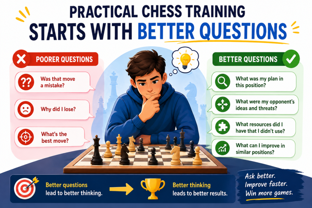 Tal asked how to create danger. Korchnoi asked how to keep fighting. Petrosian asked what the opponent wanted. Capablanca asked how to make the position clean. Carlsen asks how to keep pressure alive. Karpov asked how to squeeze small weaknesses.