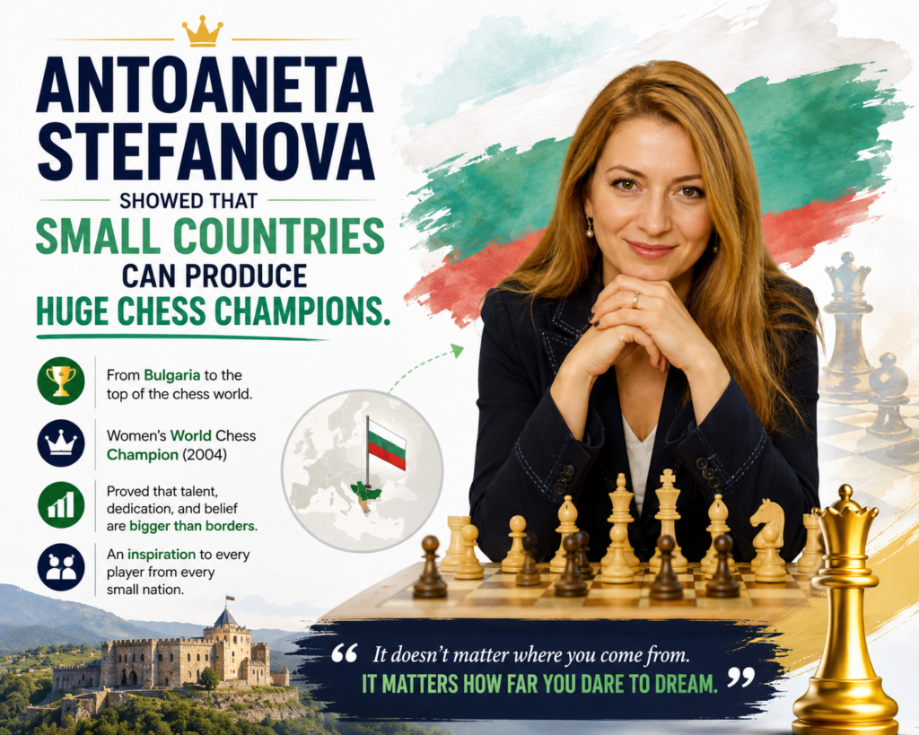 Antoaneta Stefanova is one of Bulgaria’s greatest chess names. She became Women’s World Chess Champion in 2004 after winning the knockout world championship in Elista. 