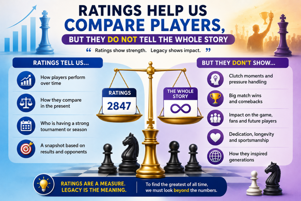 Today, FIDE’s rating list shows Magnus Carlsen as the number one active player in classical chess, with a standard rating of 2840, and also as number one in rapid and blitz. His FIDE profile also shows ratings of 2832 in rapid and 2869 in blitz. That is a rare kind of all-round strength.