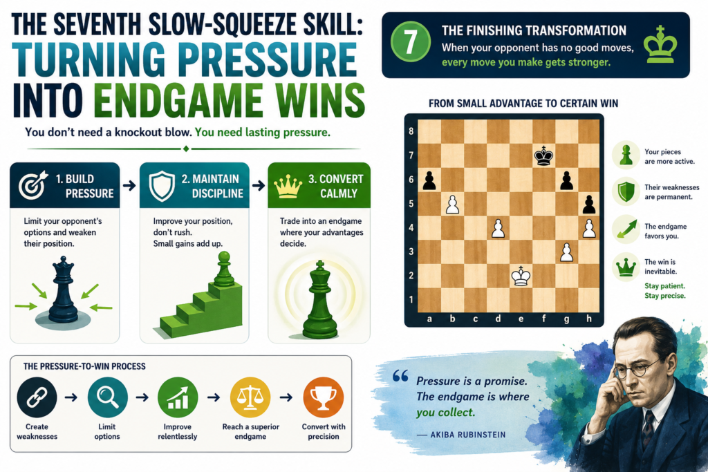 Many positional wins do not end with checkmate. They end in a better endgame. One player has a healthier pawn structure, a more active king, a better rook, or a safer passed pawn. The win may look simple at the end, but it was built much earlier.