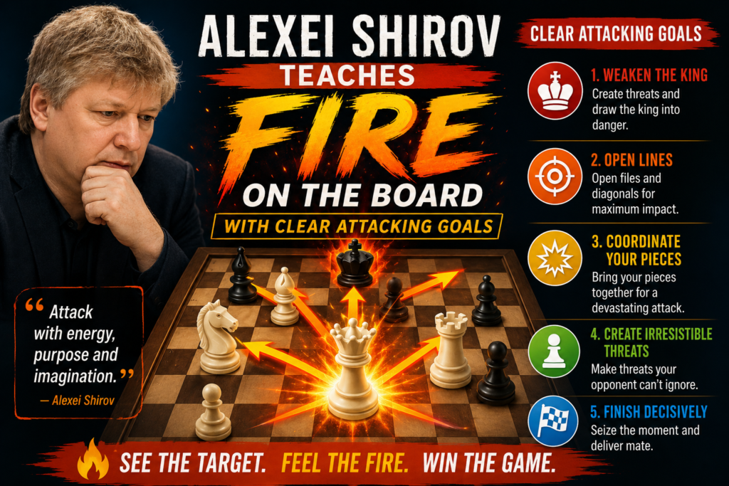 Alexei Shirov is one of the most exciting attacking players of the modern era. His games are sharp, creative, and full of energy. Many chess fans connect him with the phrase “fire on board,” and that fits his style well.