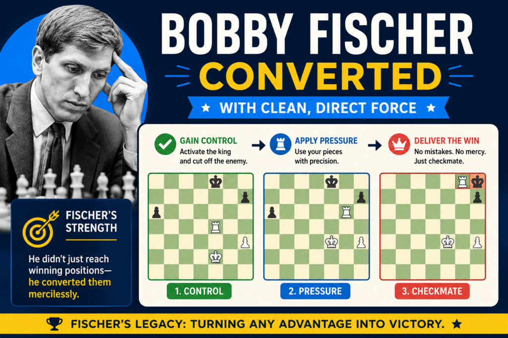 But his endgame play was also world-class. New In Chess describes Alex Colovic’s book on Fischer’s endgames as a guide to playing the endgame with Fischer-like precision, using exercises to help players understand his direct and aggressive style.