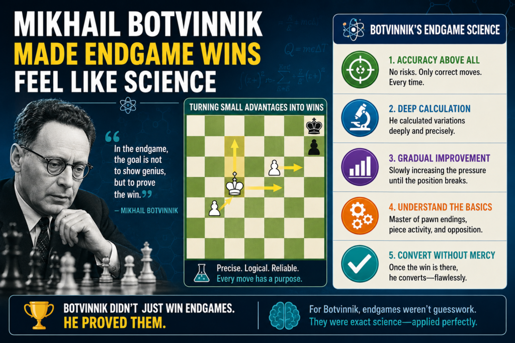 Mikhail Botvinnik was one of the great builders of modern chess thinking. Britannica notes that he held the world championship three times: from 1948 to 1957, from 1958 to 1960, and from 1961 to 1963.