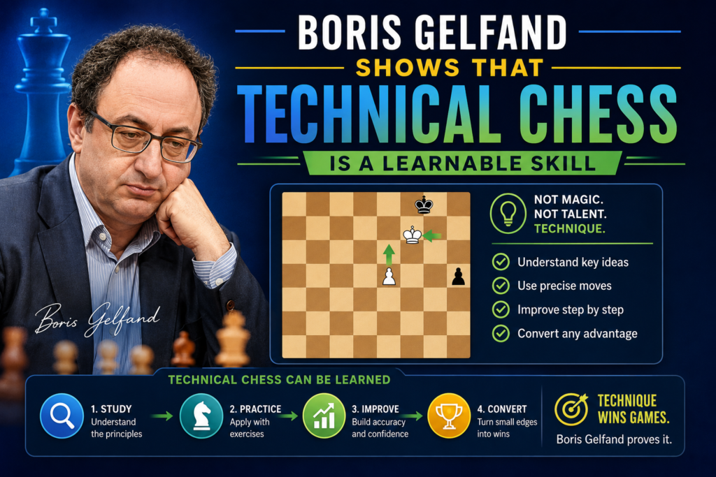 Boris Gelfand is a modern model of endgame discipline. He is an Israeli grandmaster, and his FIDE profile lists him as a Grandmaster with the title earned in 1989. He also became the challenger for the 2012 World Championship match against Viswanathan Anand after winning the 2011 Candidates event, according to widely recorded chess history.