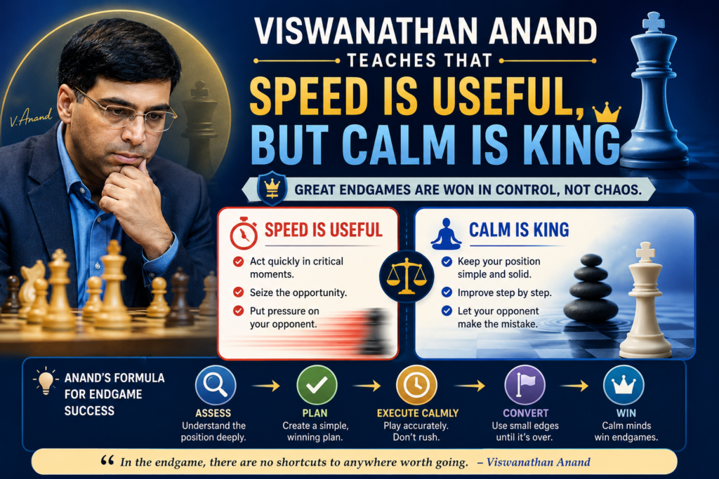 But one reason he stayed near the top for so long is that his chess was not only fast. It was also clear. When Anand reached an endgame, he often knew which pieces to keep, which pieces to trade, and when to change the shape of the game.