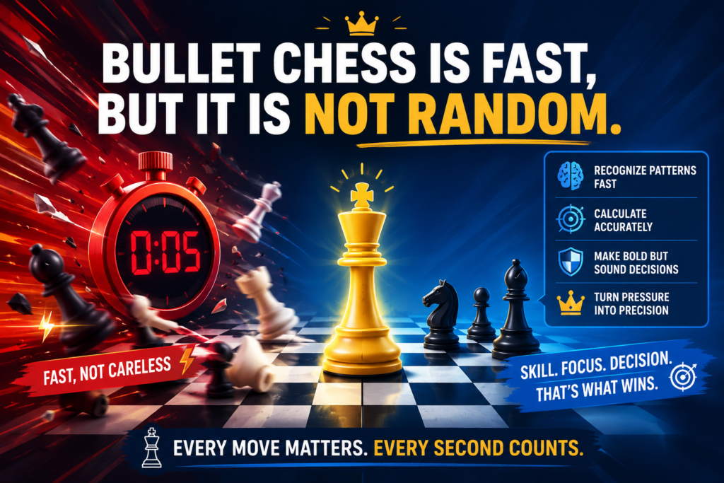 Bullet chess can look like a storm. Pieces fly. Clocks drop. Kings run. Queens hang. A player may win a lost game just because the other side runs out of time. But when you watch the best bullet chess players closely, you see something very different. 