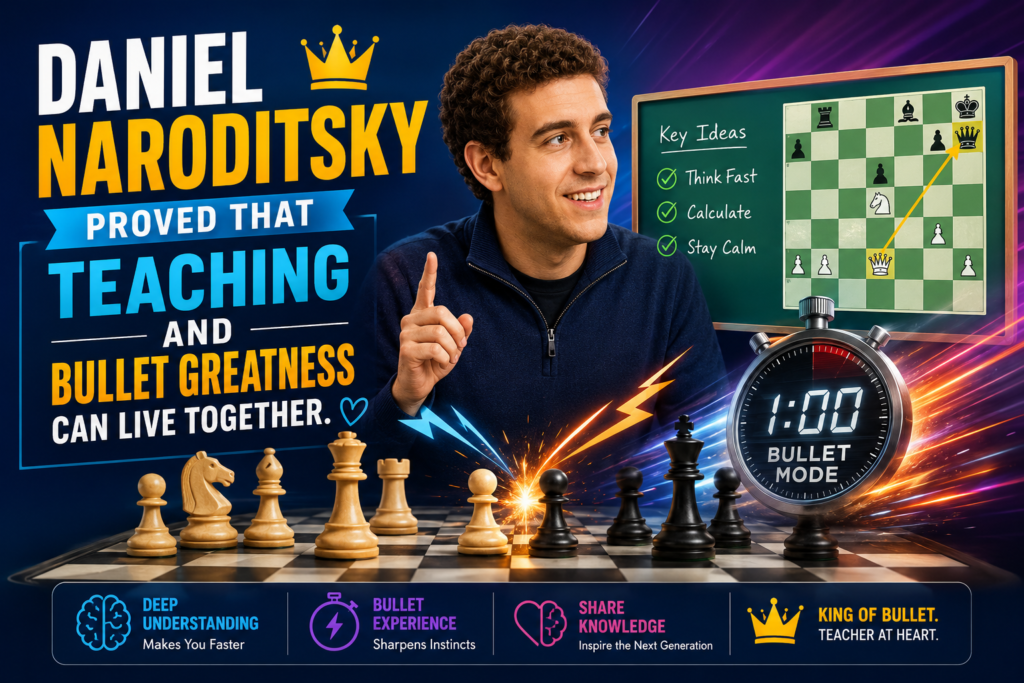 Daniel Naroditsky was loved by many chess fans because he could do two rare things very well. He could play amazing fast chess, and he could explain chess in a way people understood. He was not only a strong grandmaster. 